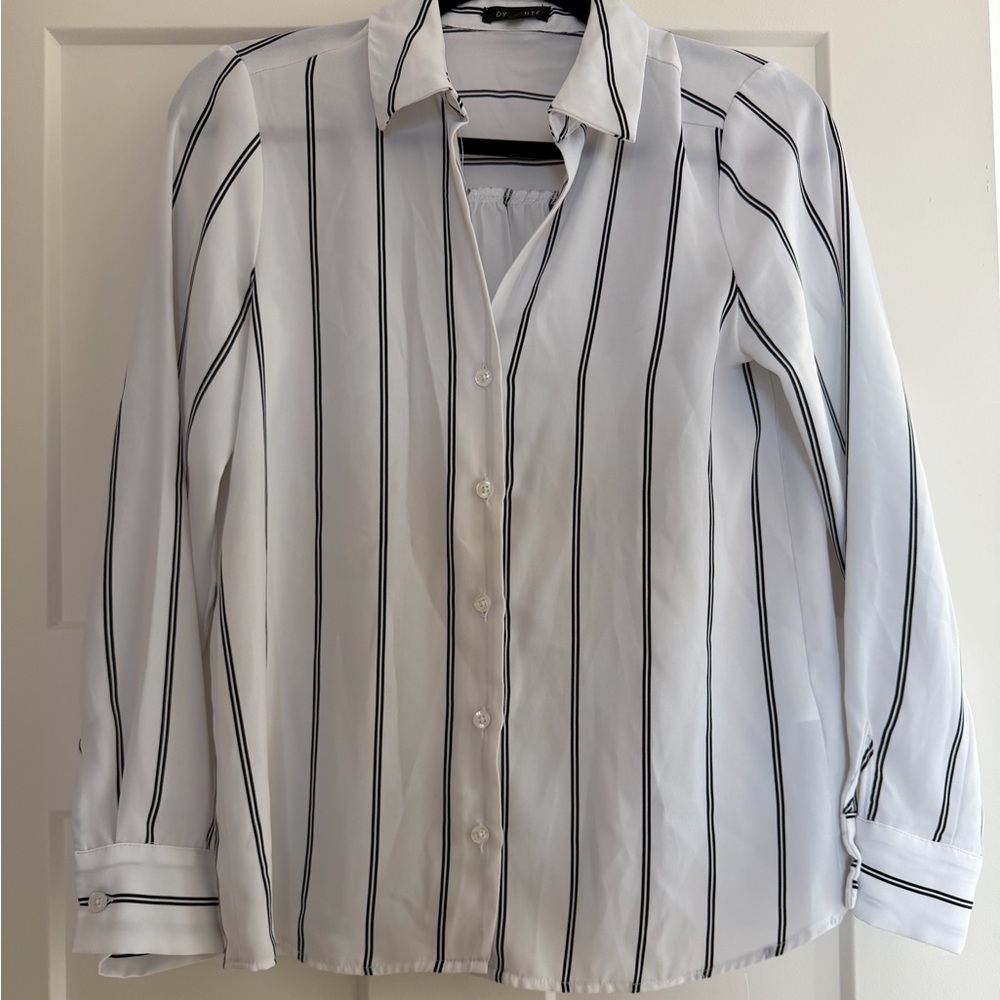 Dynamite White and Black Striped Blouse